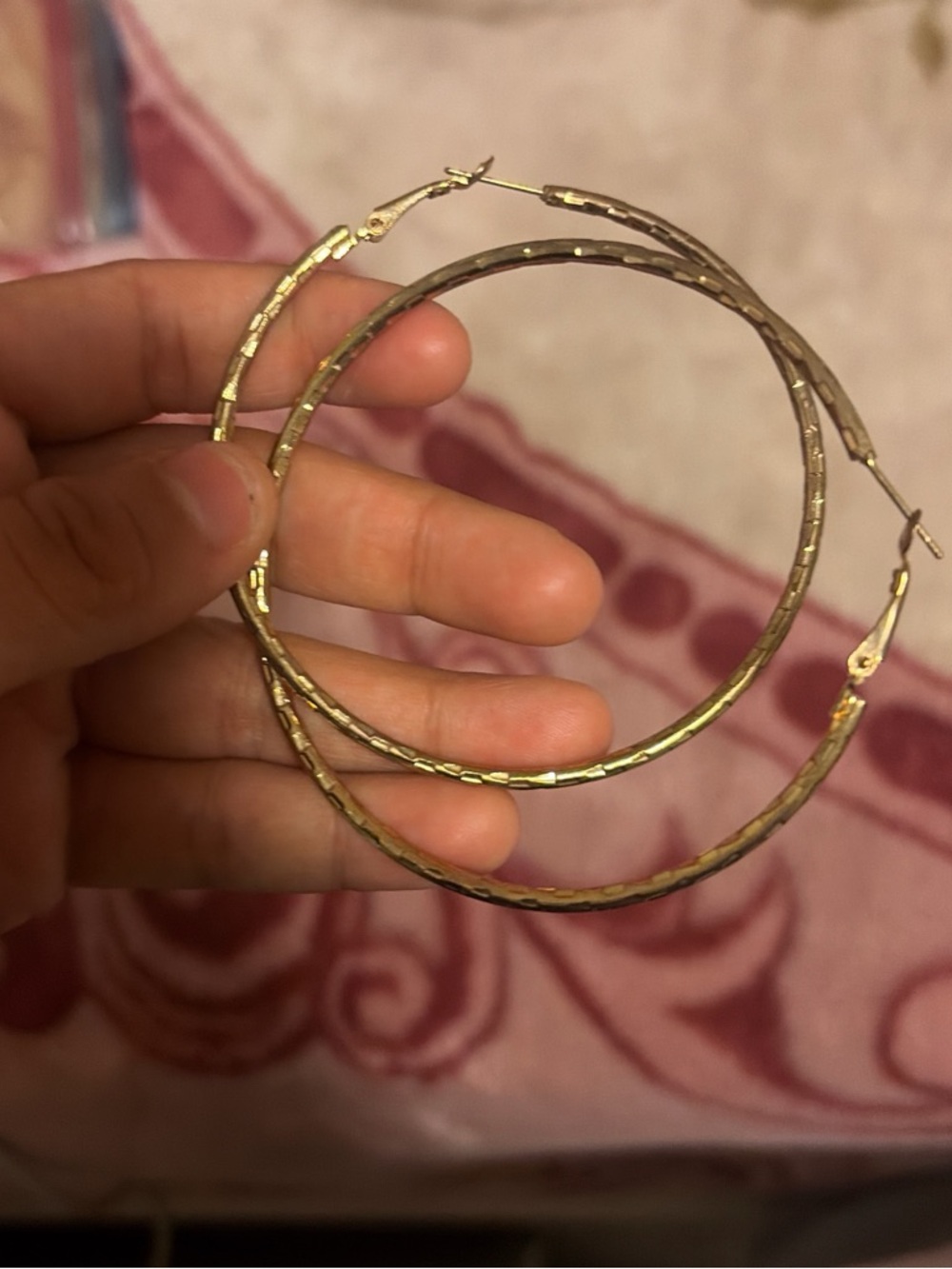 Textured Gold Hoop Earrings for Women - Classic Round Hoops